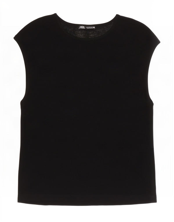 Zara Damen T-Shirt Top UK 10 Small Schwarz