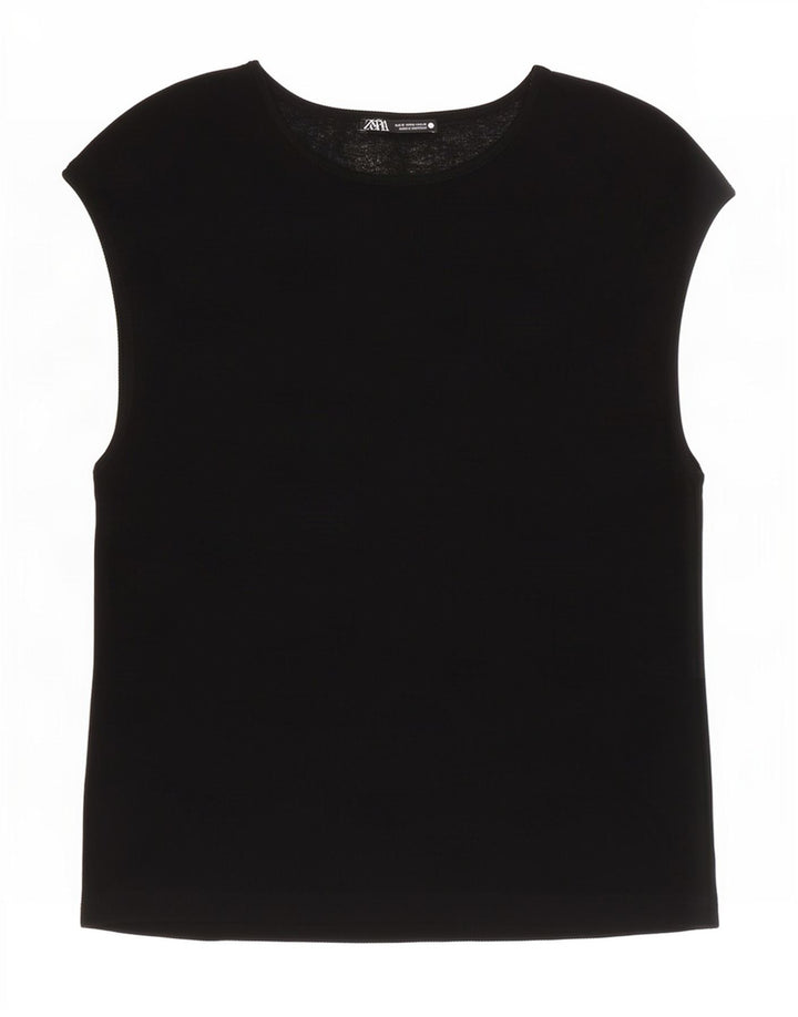 Zara Damen T-Shirt Top UK 10 Small Schwarz