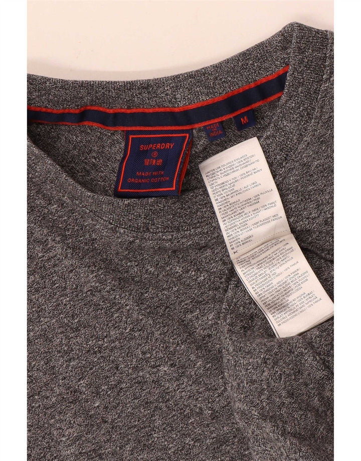 Superdry Herren T-Shirt-Oberteil aus mittelgrau gefleckter Baumwolle