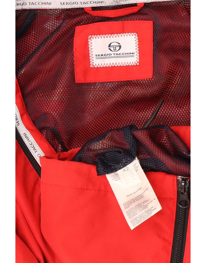 Sergio Tacchini Damen Regenjacke mit Kapuze IT 42 Mittelrotes Polyester