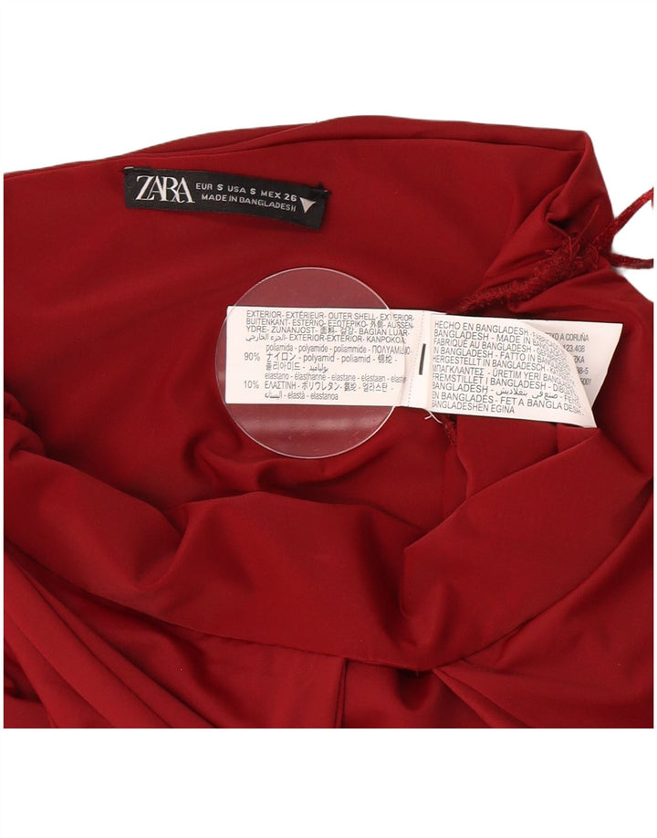 Zara Damen Neckholder Top UK 8 Small Burgund Polyamid