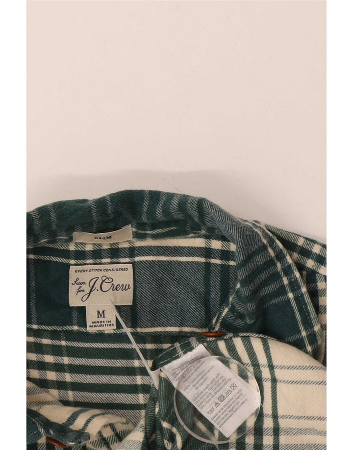 J. Crew Herren Slim Flanellhemd Mittelgrün kariert Baumwolle