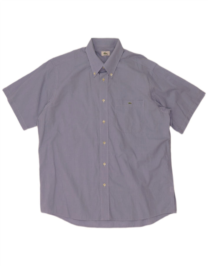Lacoste Herren-Kurzarmhemd, Größe 41, große blaue Baumwolle