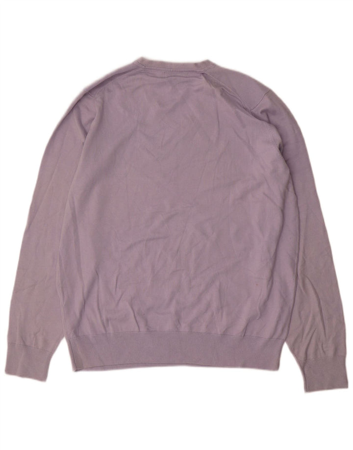 Marks & Spencer Herren Autograph Pullover mit V-Ausschnitt, groß, aus blauer Baumwolle