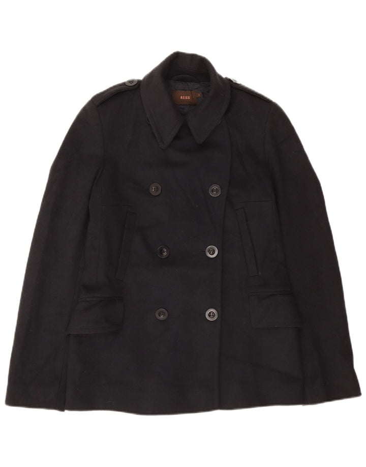 Reiss Womens Military Pea Coat UK 10 Small Marineblaue Wolle