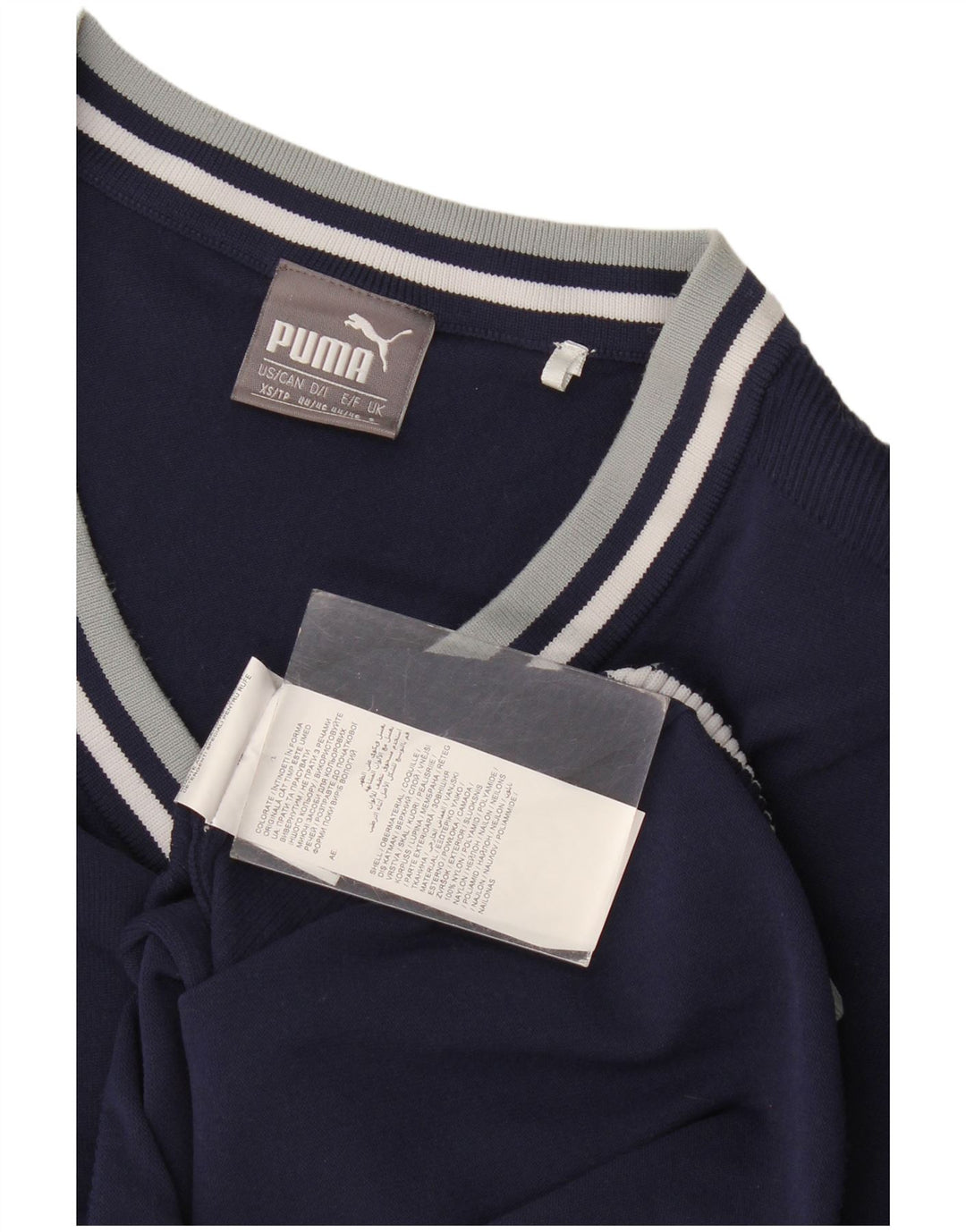 Puma Herren-Pullover mit V-Ausschnitt, klein, marineblaues Nylon