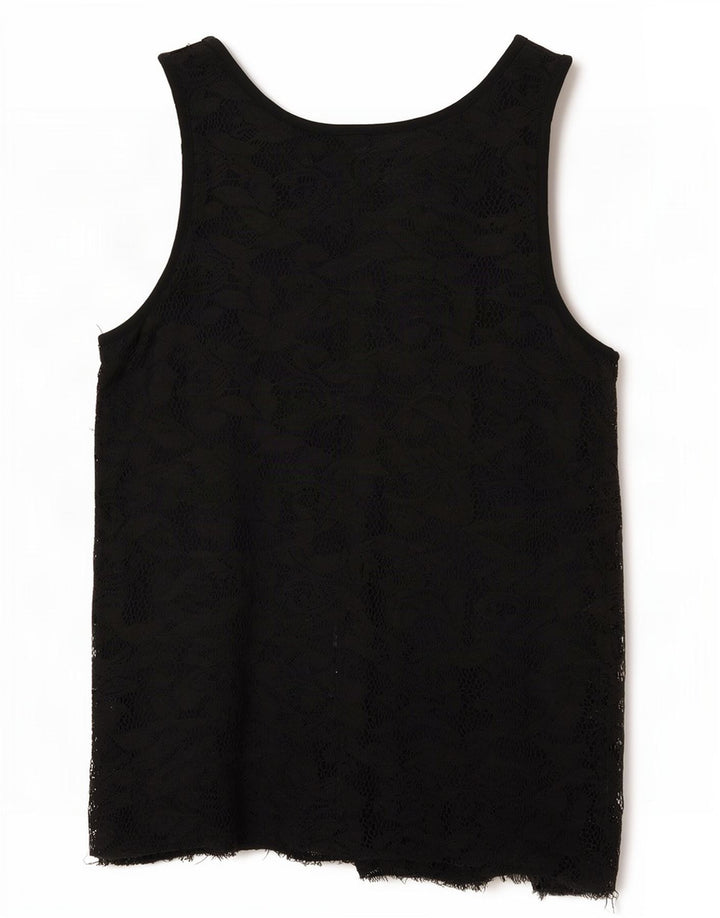 Guess Damen Spitzenweste Top UK 14 Mittelschwarze Viskose mit Blumenmuster