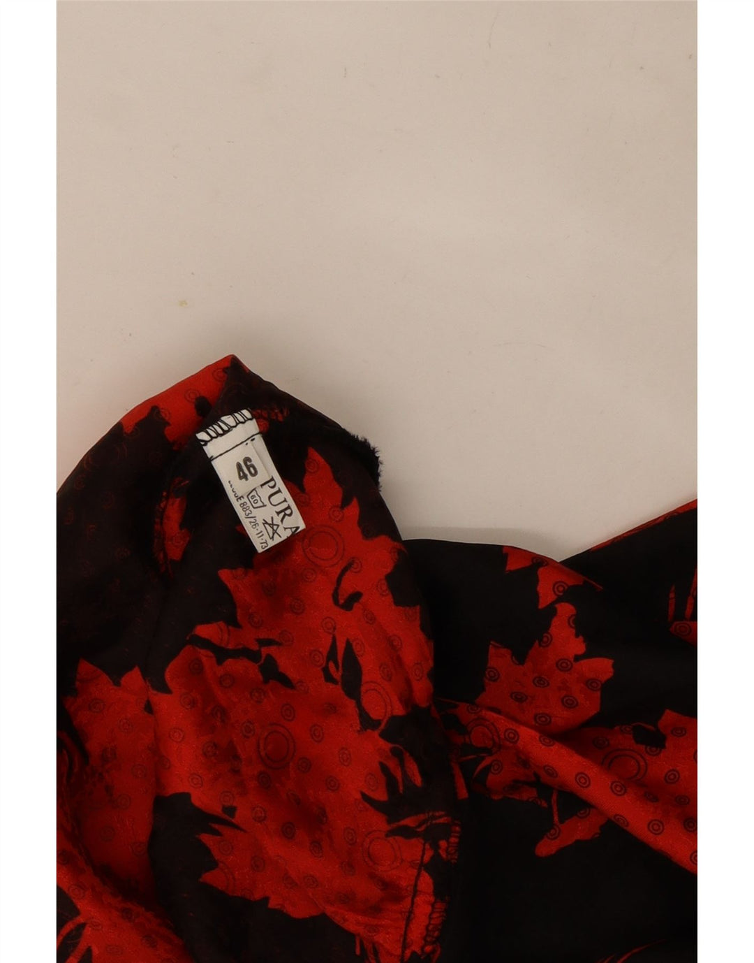 Vintage Damen Langarm-Bluse mit Rüschen vorne, Größe 46, groß, schwarz, geblümt