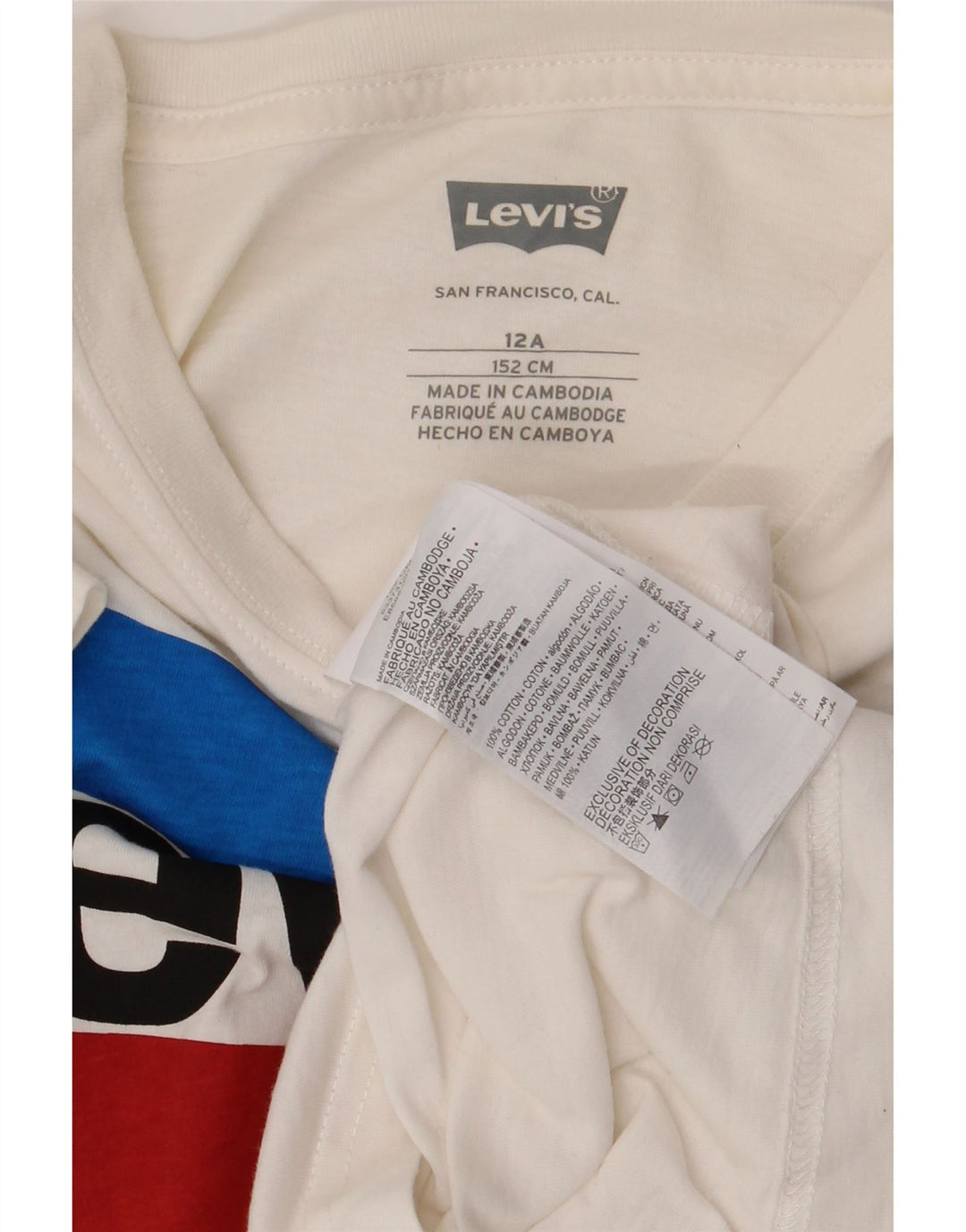 Levi's Jungen-T-Shirt mit Grafik, 11–12 Jahre, weiße Baumwolle