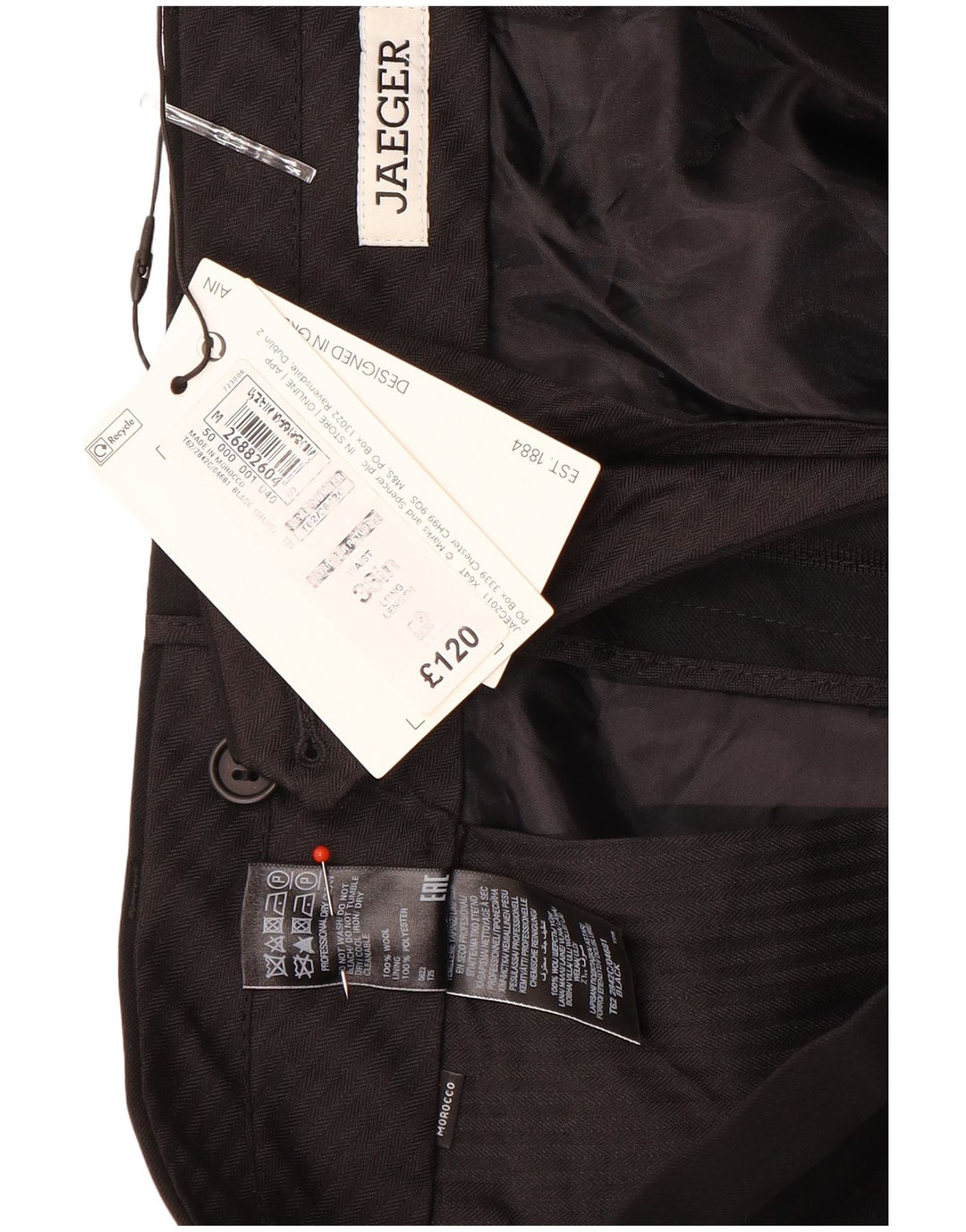 Jaeger Slim Freizeithose für Herren, W38, L33, schwarze Wolle