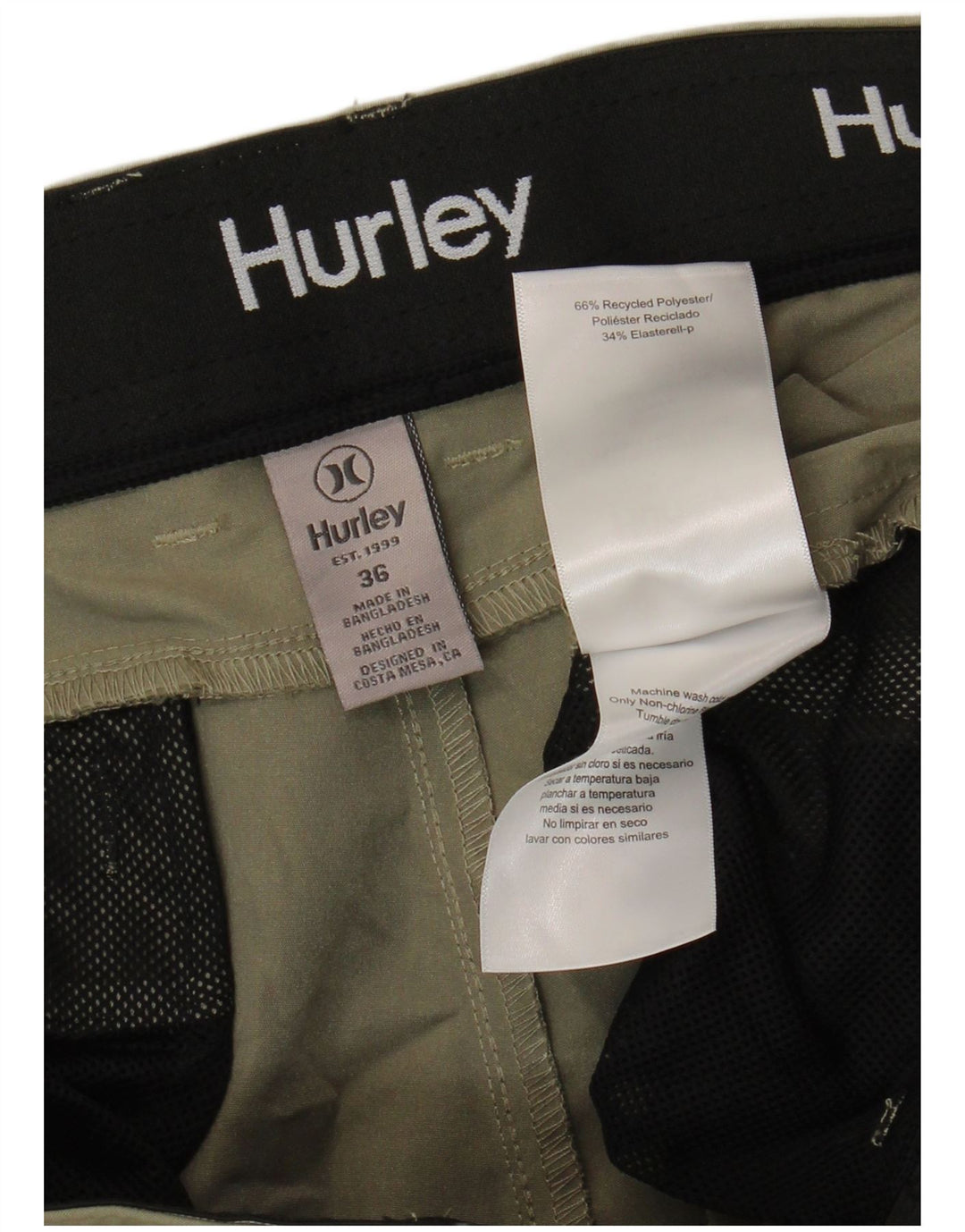 Hurley Herren Tapered Chino-Hose W36 L32 Khaki Polyester