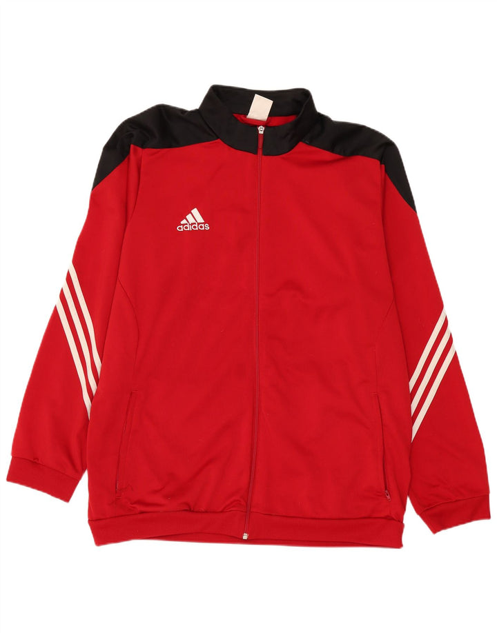 Adidas Herren-Trainingsanzug-Oberteil, Jacke, 2XL, rotes Colourblock-Polyester