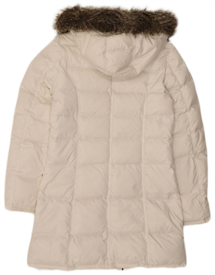Tommy Hilfiger Wattierter Damenmantel mit Kapuze, UK 12, Mittelweiß, Polyester