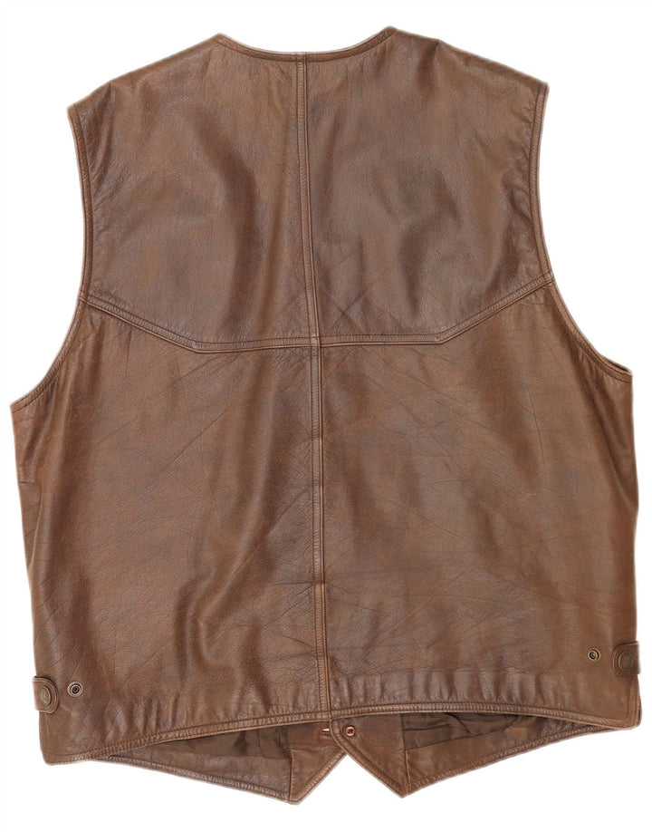 Vintage Herren Lederweste IT 56 3XL Braun