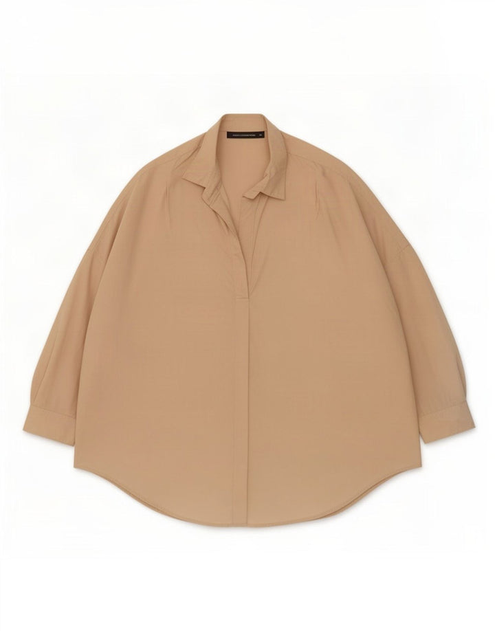 French Connection Damen-Pulloverhemd mit 3/4-Ärmeln, UK 12, Mittelbeige