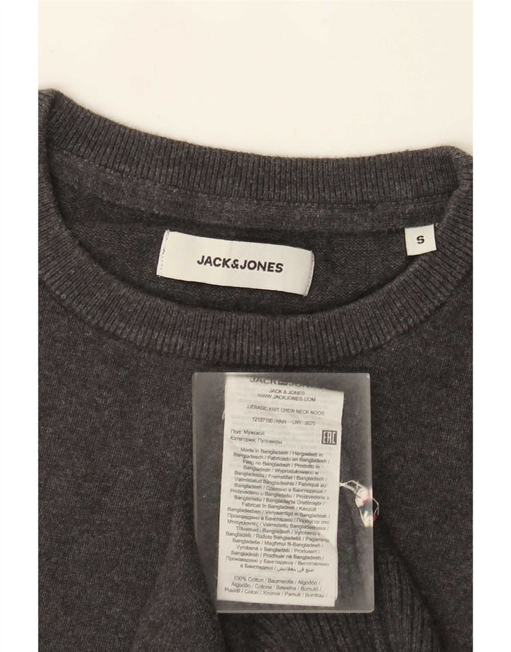 Jack & Jones Herren-Pullover mit Rundhalsausschnitt, Größe S, graue Baumwolle