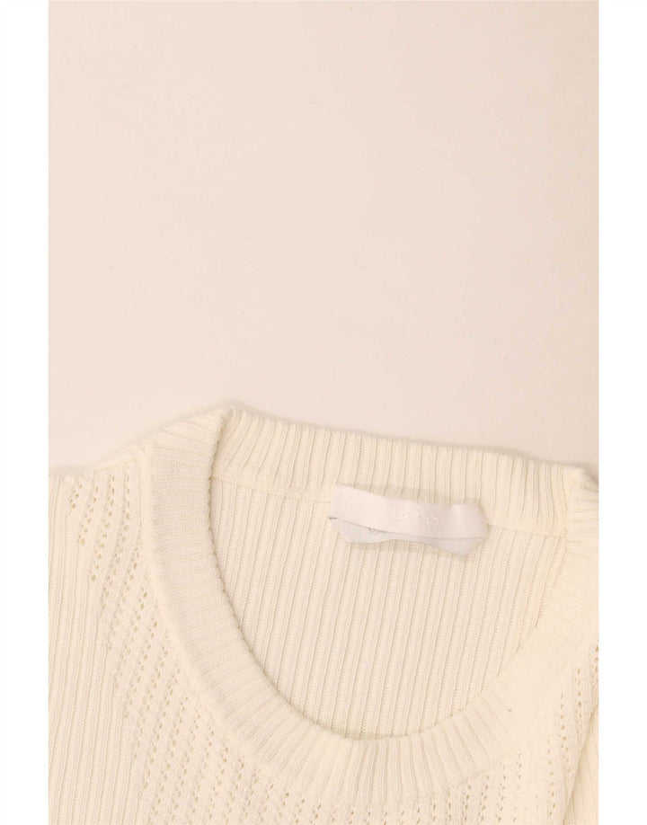 Hugo Boss Damen Top Langarm UK 12 Medium Off White