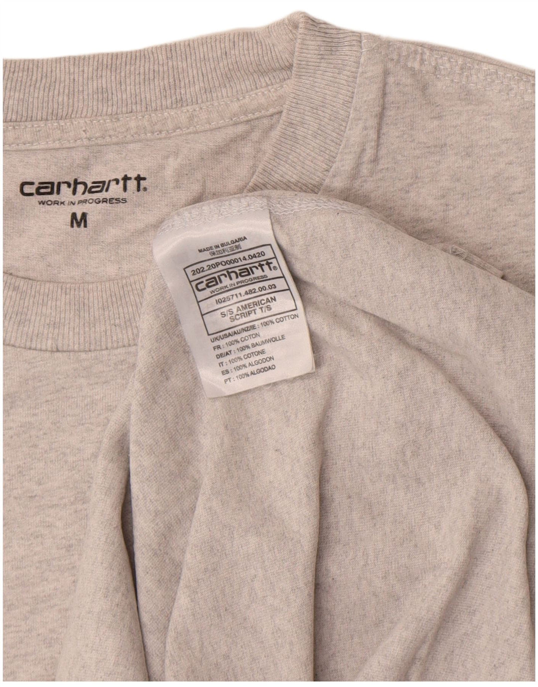 Carhartt Herren T-Shirt-Oberteil aus mittelgrauer Baumwolle