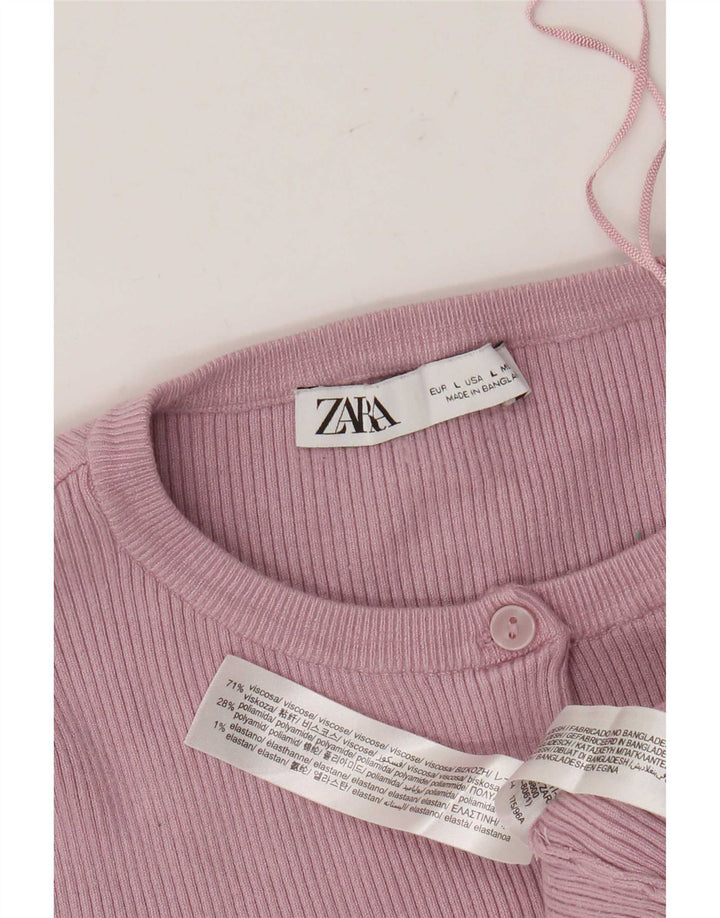 Zara Damen Crop Top UK 14 Große rosa Viskose