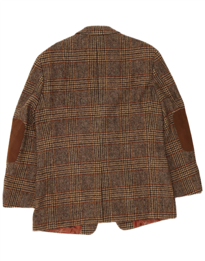 Harris Tweed Herren 2-Knopf-Blazerjacke IT 52 XL braun karierte Wolle