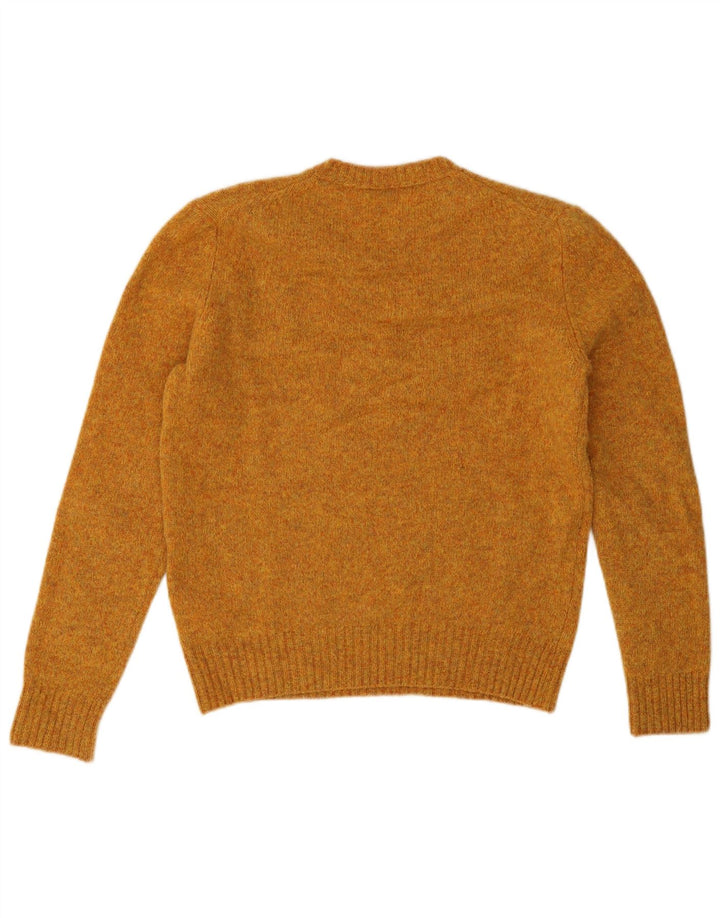 Benetton Damen-Pullover mit Rundhalsausschnitt, Gr. 14, mittelorange gefleckte Wolle