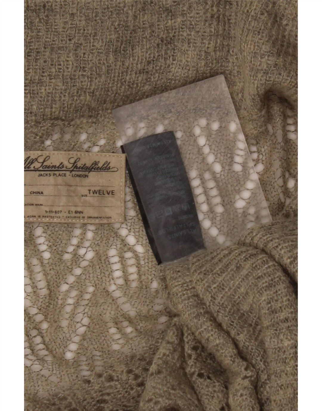 ALL SAINTS Damen Übergroßer Wickel-Crop-Cardigan-Pullover, Größe 12, Grün