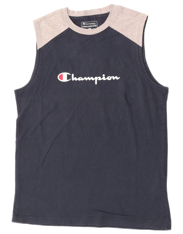 Champion Herren-Unterhemd mit Grafik, groß, marineblau, Colourblock-Baumwolle