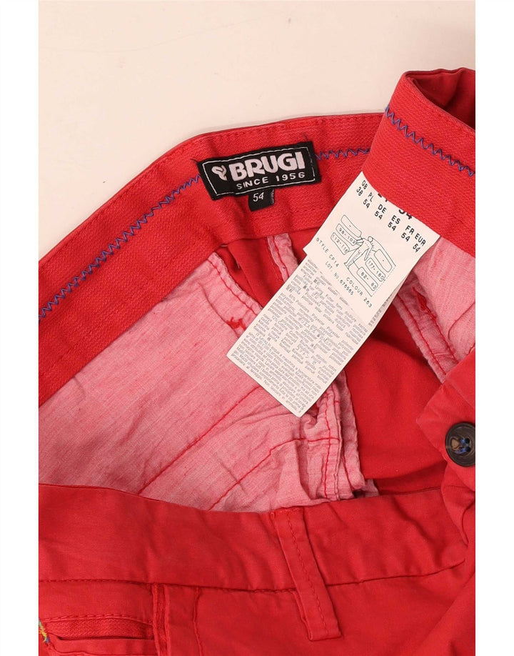Brugi Herren-Chinoshorts mit normaler Passform, W38, XL, rote Baumwolle