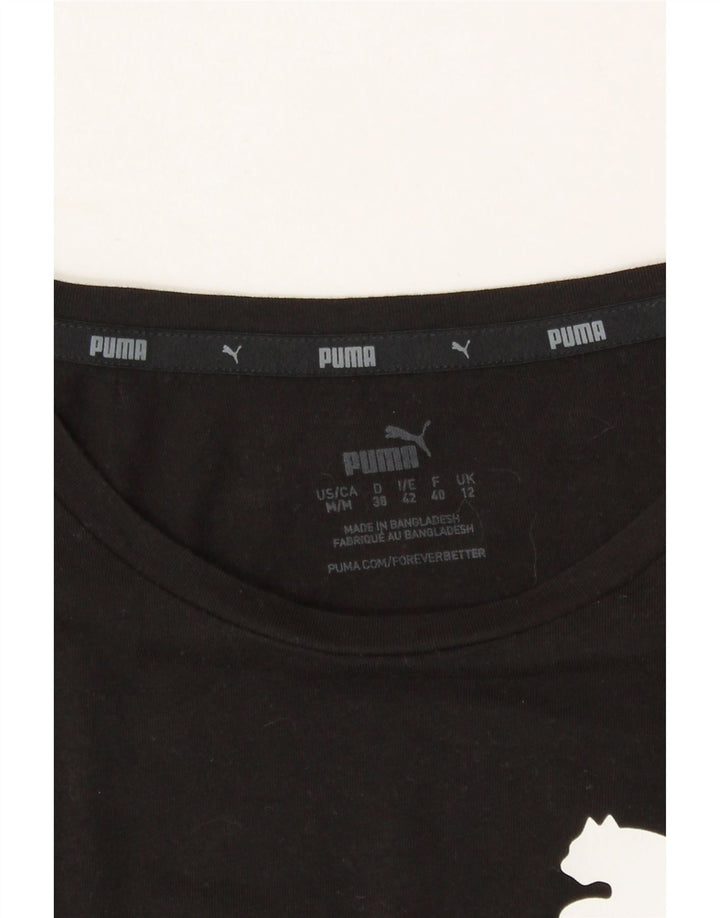PUMA Womens Graphic T-Shirt Top UK 12 Medium  Black Cotton Vintage Puma and Second-Hand Puma from Messina Hembry 