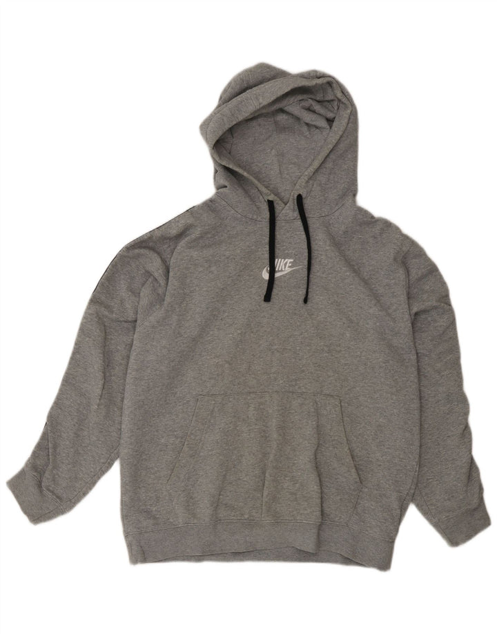 Nike Womens Graphic Oversized Hoodie Pullover UK 14 Mittelgraue Baumwolle