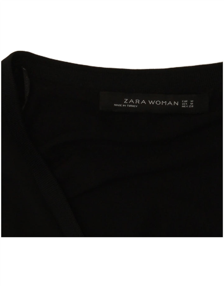 Zara Damen-Blusenoberteil mit 3/4-Ärmeln, UK-Gr. 12, Mittelschwarz