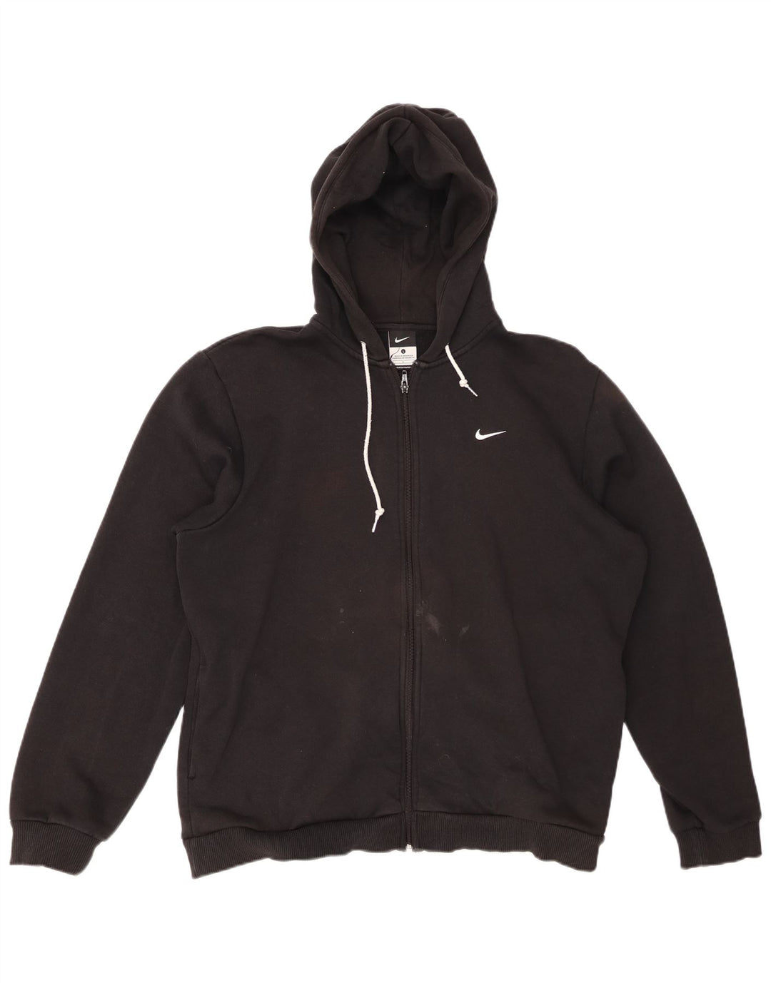 NIKE Herren-Kapuzenpullover mit Reißverschluss, groß, aus schwarzer Baumwolle