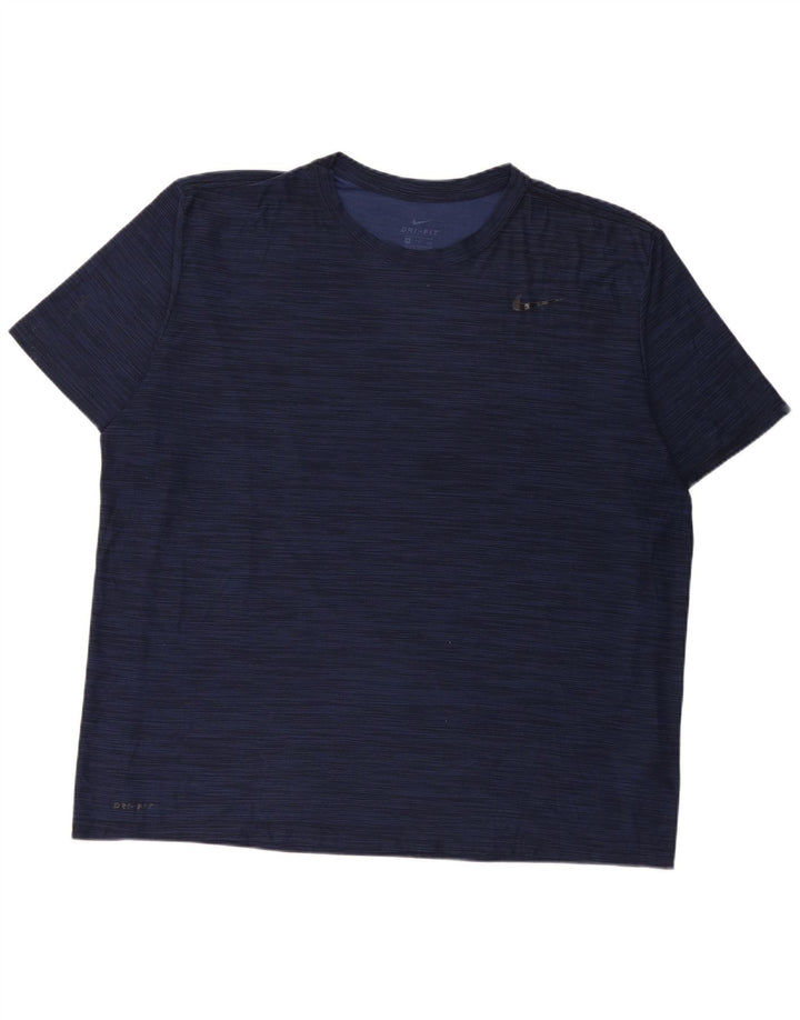 Nike Herren Dri Fit T-Shirt Top 2XL Marineblau geflecktes Polyester