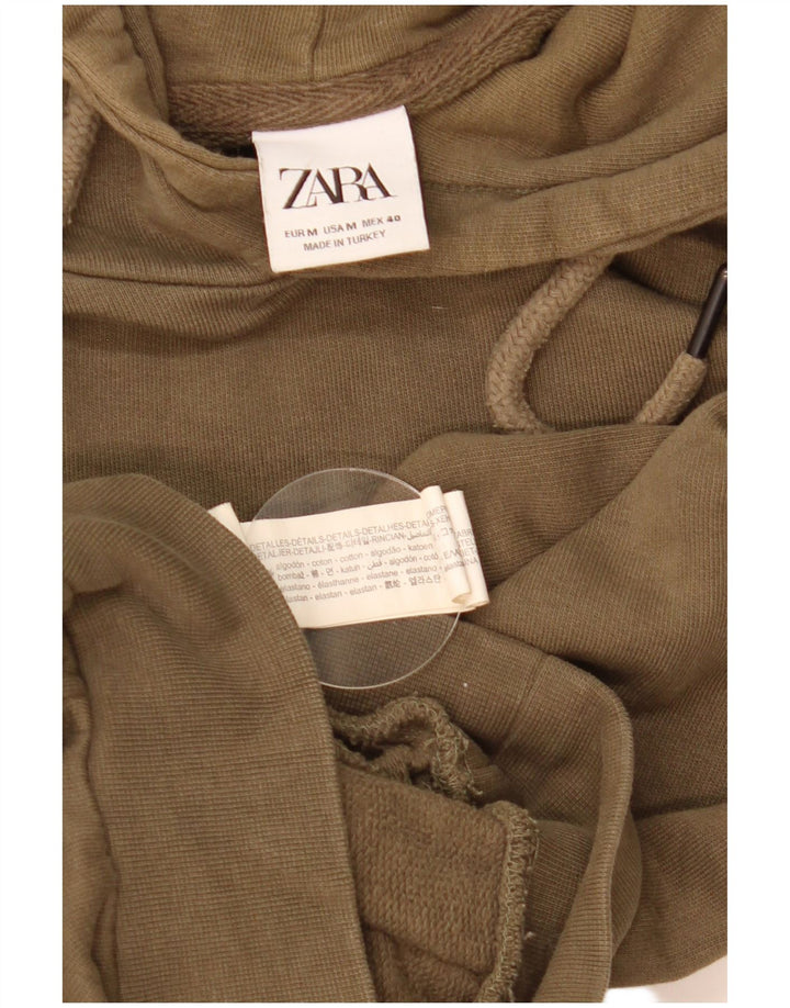 Zara Herren-Hoodie-Pullover aus mittlerer Khaki-Baumwolle