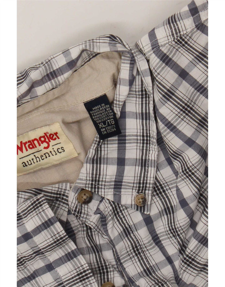 Wrangler Herren-Kurzarmhemd XL, weiß kariert, Baumwolle