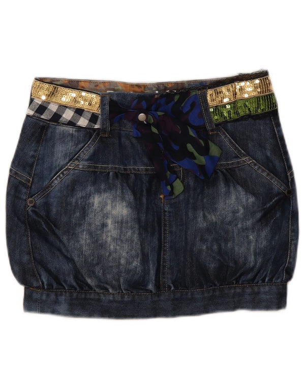 Desigual Mini-Jeansrock für Mädchen, 11–12 Jahre, W26, Marineblau, Farbblock