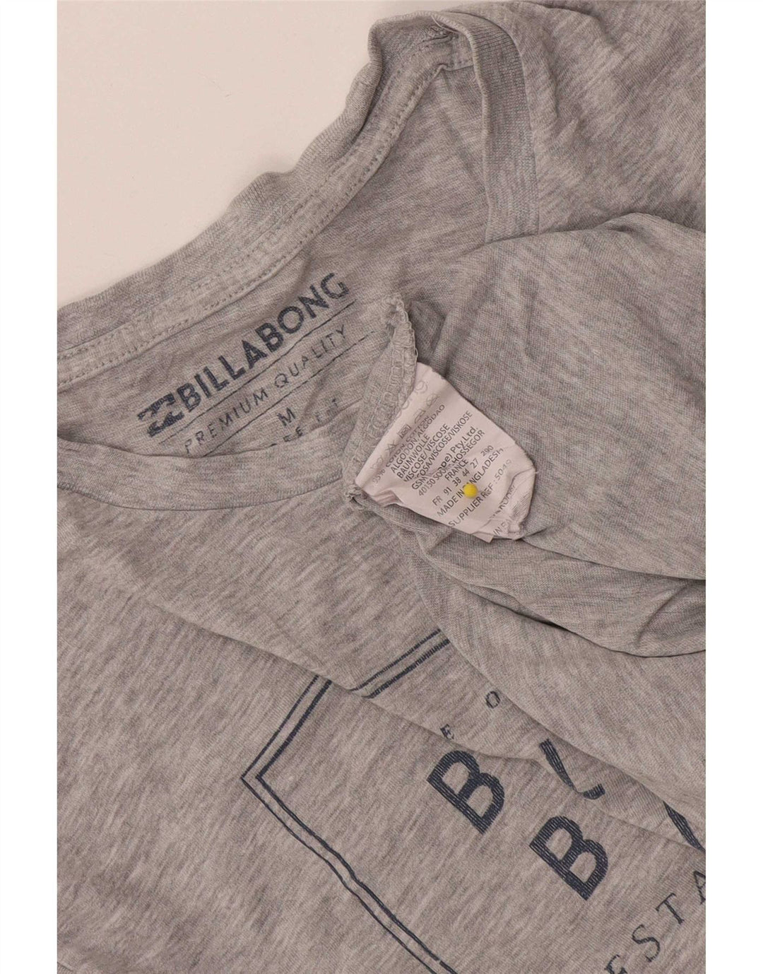 Billabong Herren Grafik-T-Shirt-Oberteil aus mittelgrau gesprenkelter Baumwolle