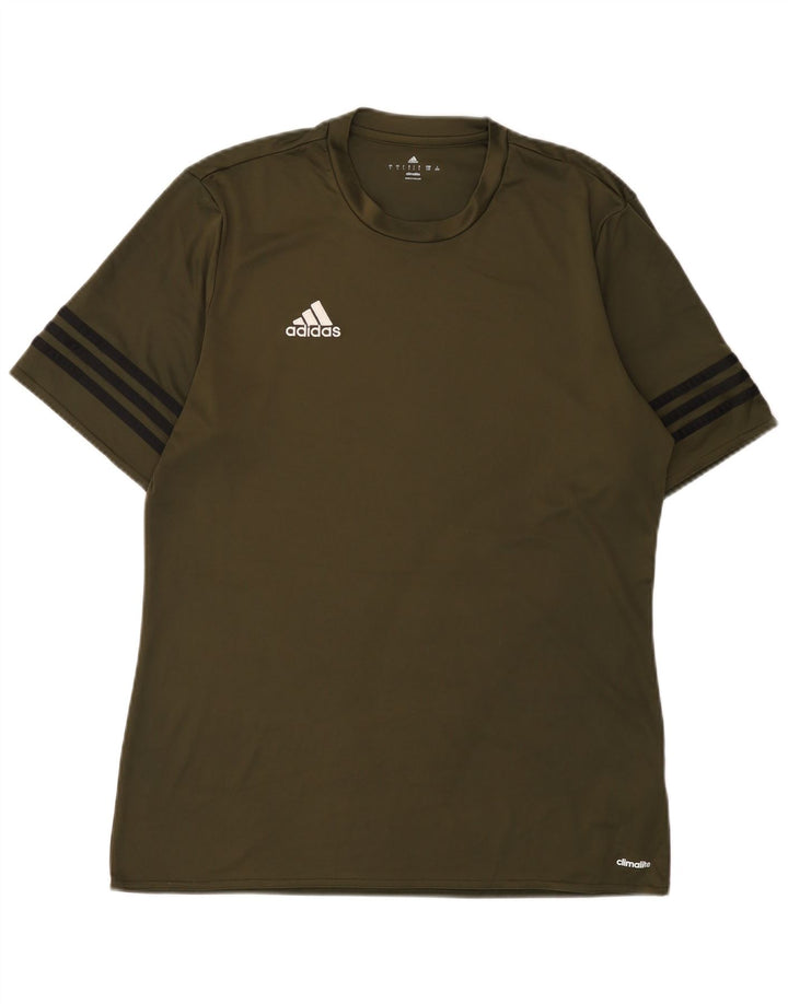 Adidas Herren Climalite T-Shirt Top Large Khaki Polyester