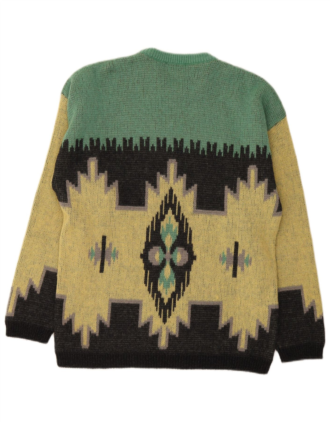 Stefanel Herren-Pullover mit Rundhalsausschnitt, mittelgelbe Ikat-Wolle