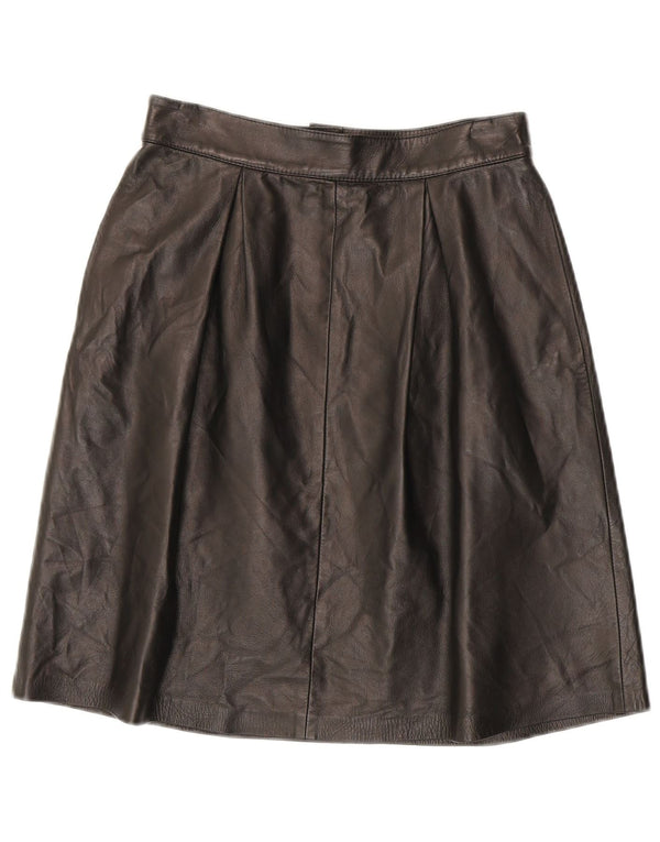 Vintage Damen Lederrock XS W25 Schwarzes Leder