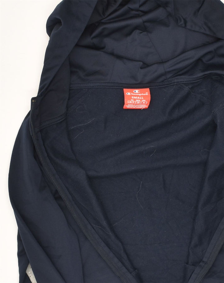 CHAMPION Womens Zip Hoodie Sweater Small Navy Blue Colourblock Polyester | Vintage Champion | Thrift | Second-Hand Champion | Used Clothing | Messina Hembry 