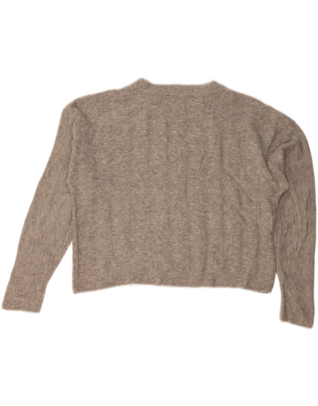 MARKS & SPENCER Damen Crop Crew Neck Pullover Pullover UK 14 Large Grau