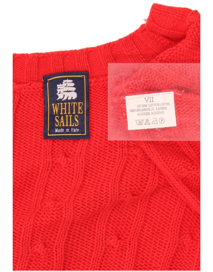 WHITE SAILS Herren-Pullover mit V-Ausschnitt, XL, rote Baumwolle