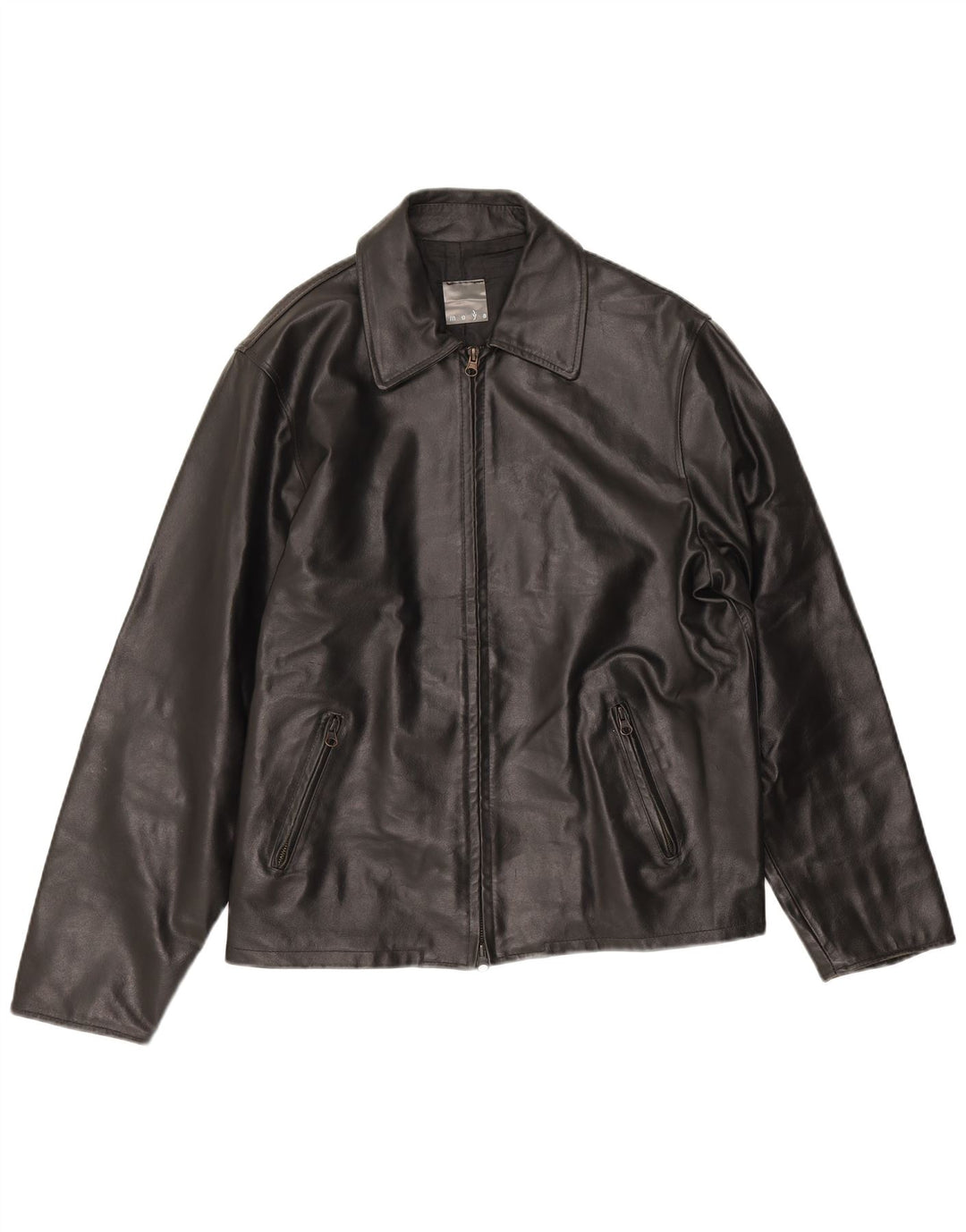 Mays Herren-Lederjacke IT 46 Small aus schwarzem Leder