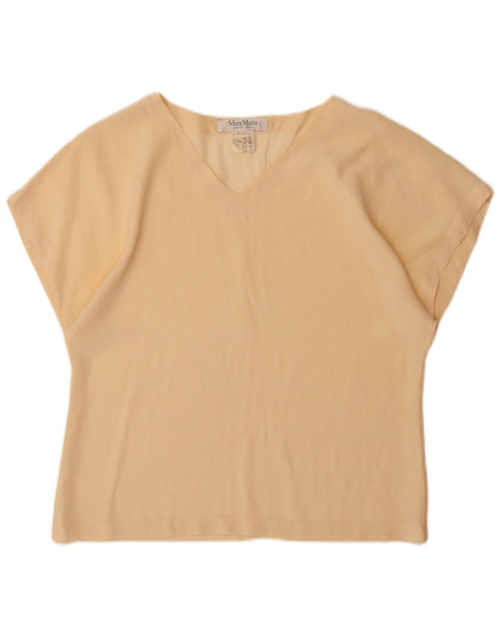 MAX MARA Damen T-Shirt Top UK 14 Large Beige Seide