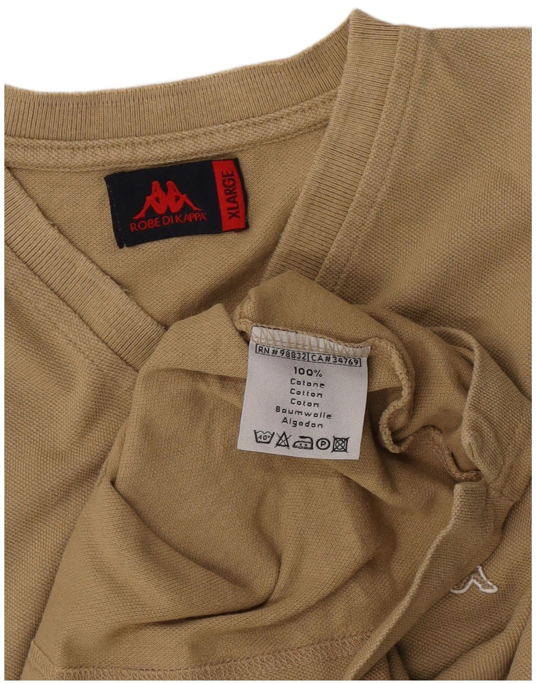 Kappa Herren T-Shirt Top XL Beige Baumwolle