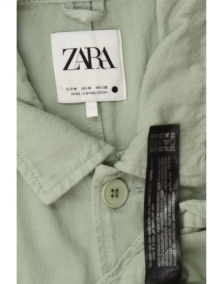 Zara Herren Utility Jacke UK 38 Mittelgrüne Baumwolle