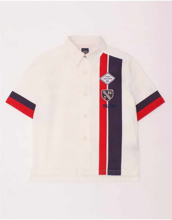 Tommy Hilfiger Boys Graphic Shirt 5-6 Years Large White Colourblock