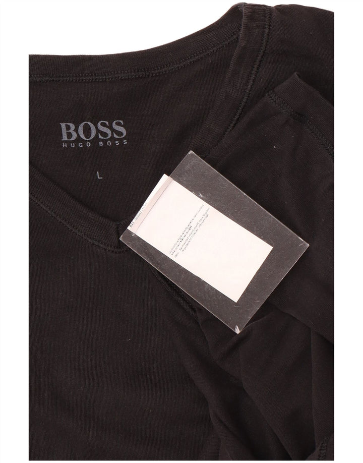 Hugo Boss Herren T-Shirt Top Large Schwarz Baumwolle