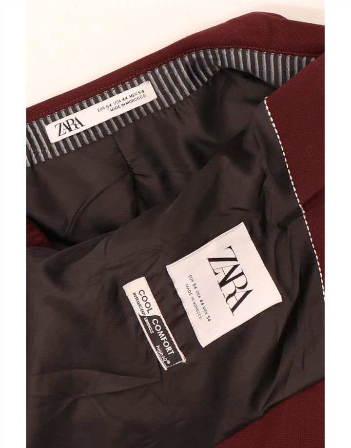 Zara Herren 1-Knopf-Blazerjacke EU 54 XL Burgunderrot